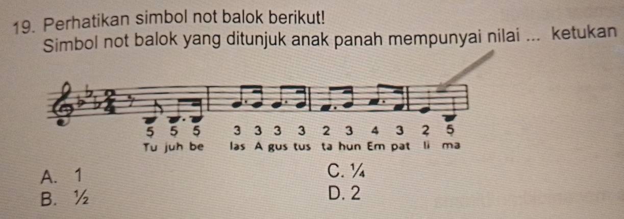 Telah dijawab:Perhatikan simbol not balok berikut! Simbol not balok ...