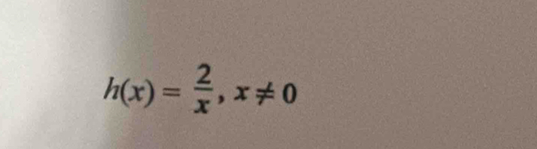 h(x)= 2/x , x!= 0