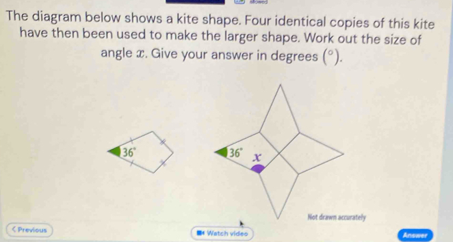 Solved: The diagram below shows a kite shape. Four identical copies of ...