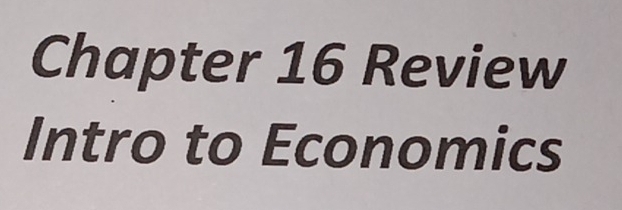 Chapter 16 Review 
Intro to Economics