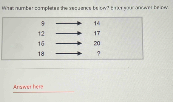 What number completes the sequence below? Enter your answer below. 
Answer here