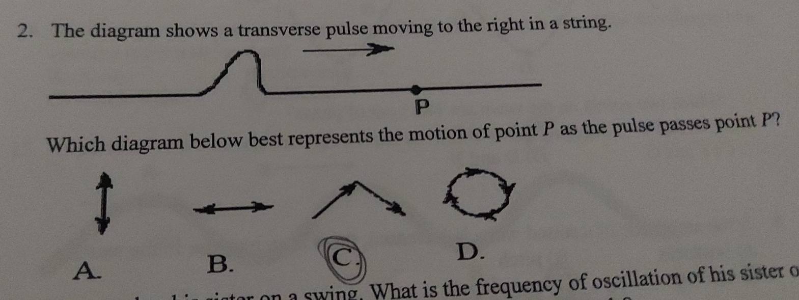 Solved: The diagram shows a transverse pulse moving to the right in a ...