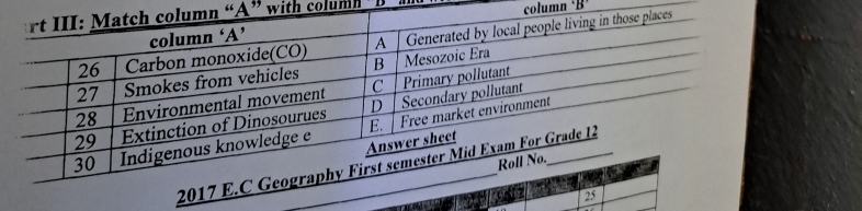 “A” with colum 
column 
5