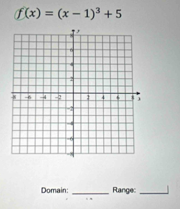 f(x)=(x-1)^3+5
Domain: _Range: _