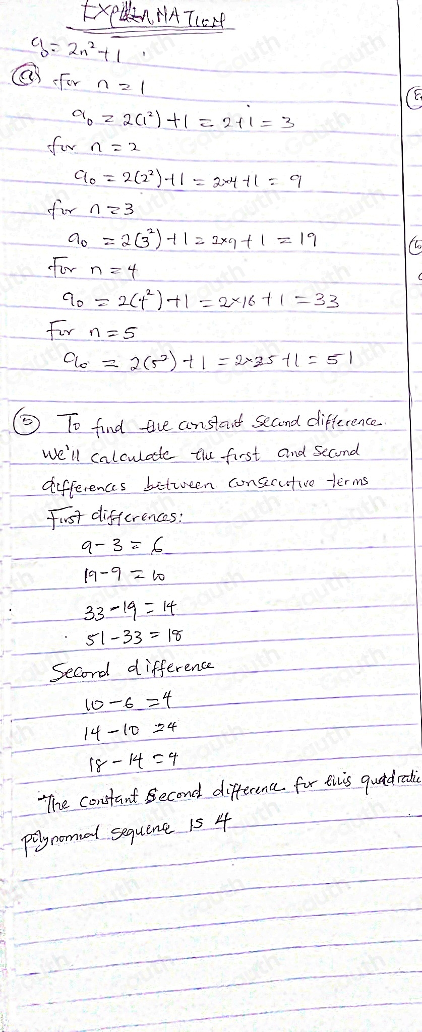 Solved: Consider the quadratic polynomial sequence a_n=2n^2+1 ...