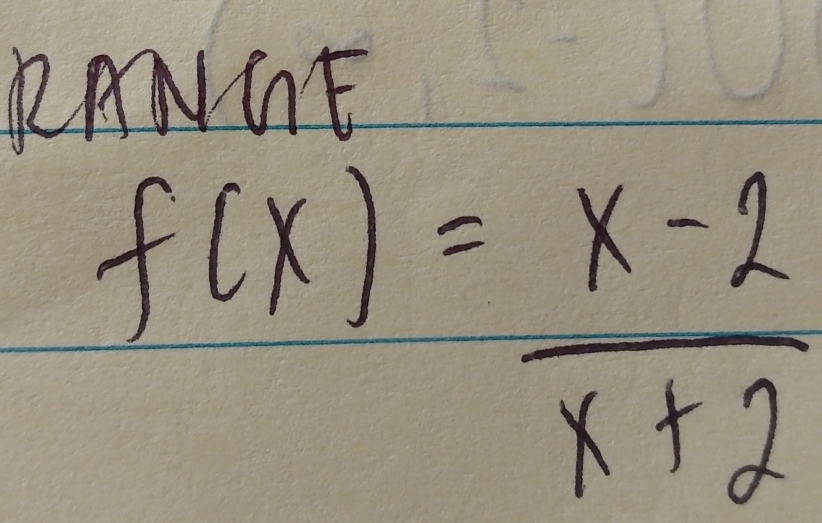 RANGE
f(x)= (x-2)/x+2 