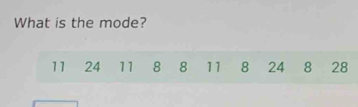 What is the mode?
11 24 11 8 8 11 8 24 8 28