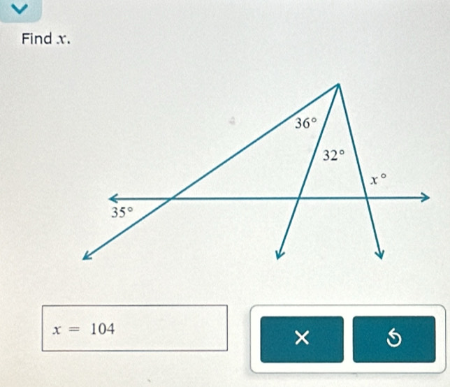 Find x.
x=104