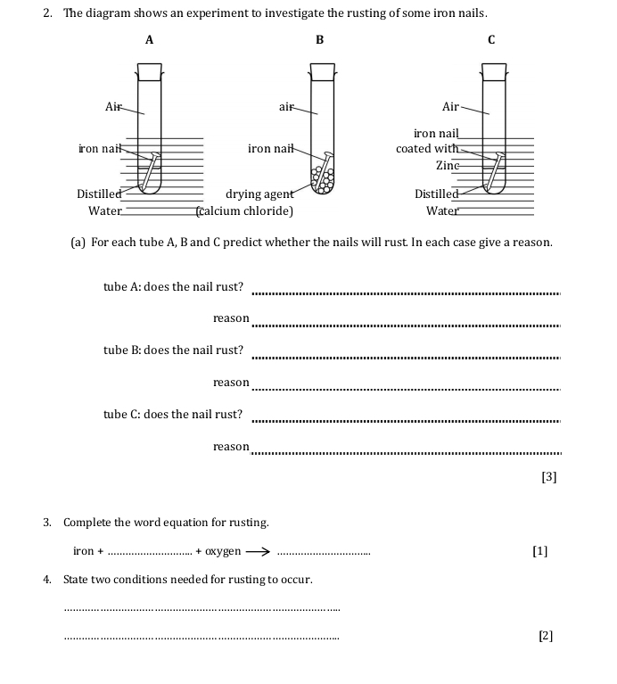 Solved: The diagram shows an experiment to investigate the rusting of ...