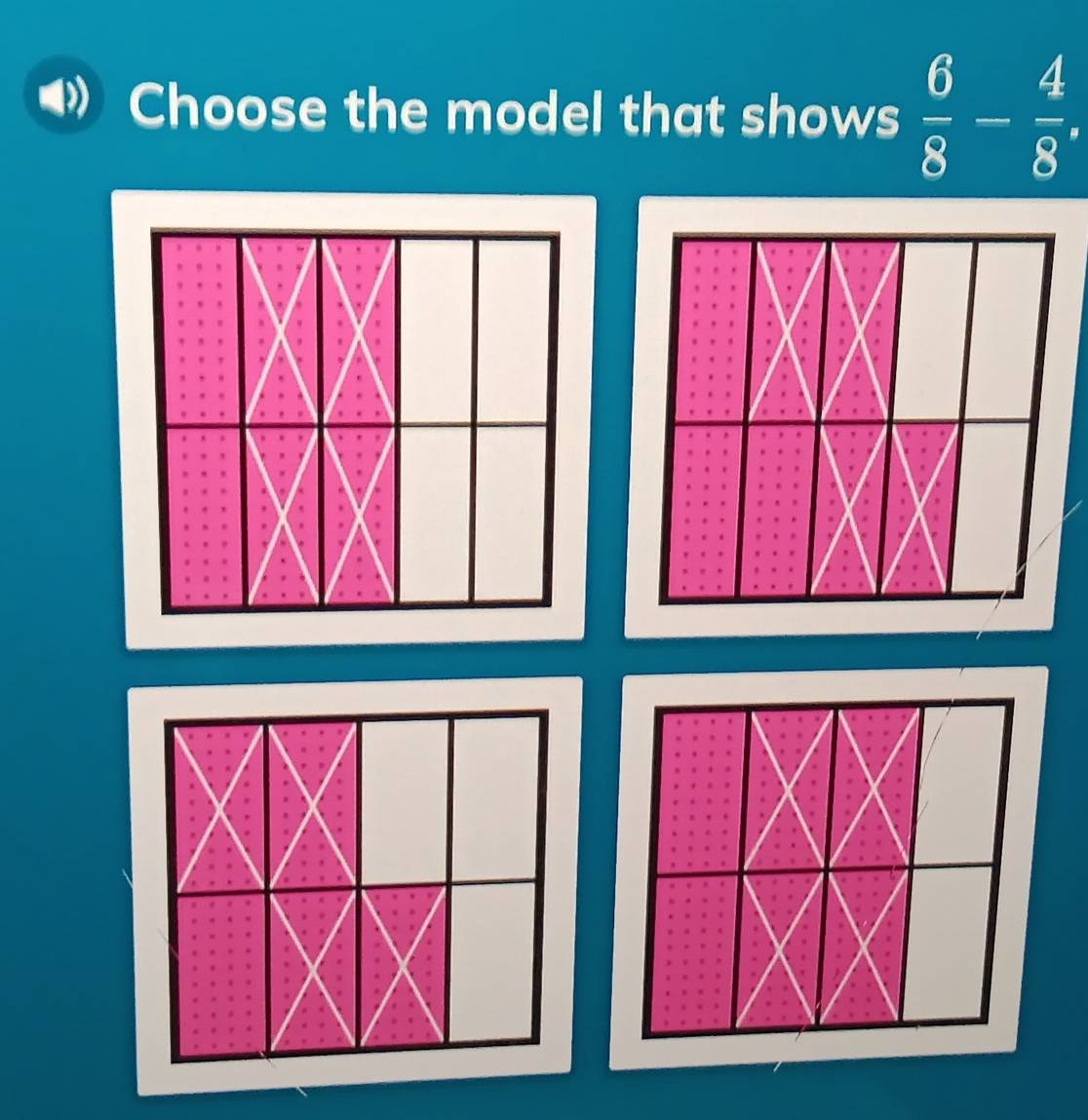 Choose the model that shows  6/8 - 4/8 ,