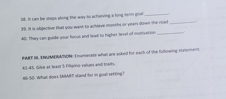 Solved: It can be steps along the way to achieving a long term goal ...