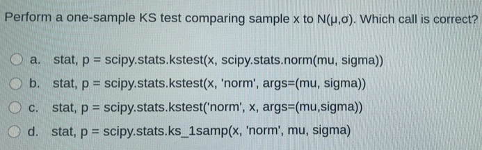 Risolto:Perform a one-sample KS test comparing sample x to N(mu ,sigma ...