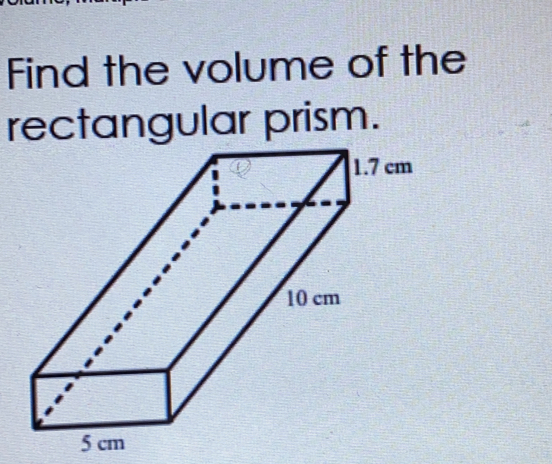 Find the volume of the
rectangular prism.