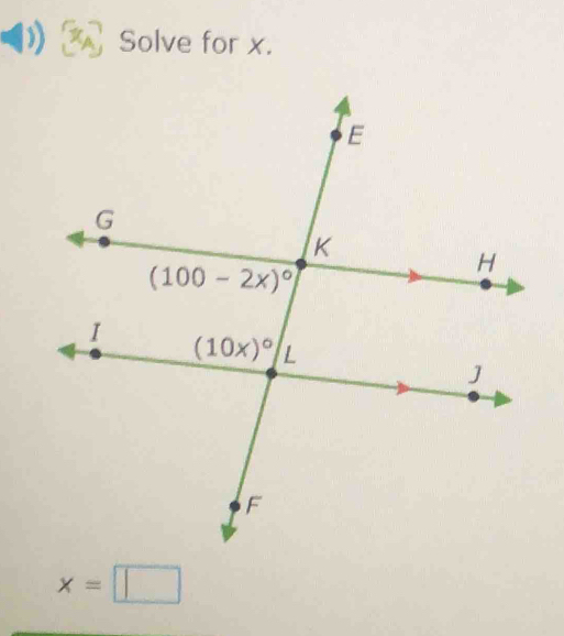 )  Solve for x.
x=□