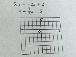 y=-2x+2
y= 1/3 x-5