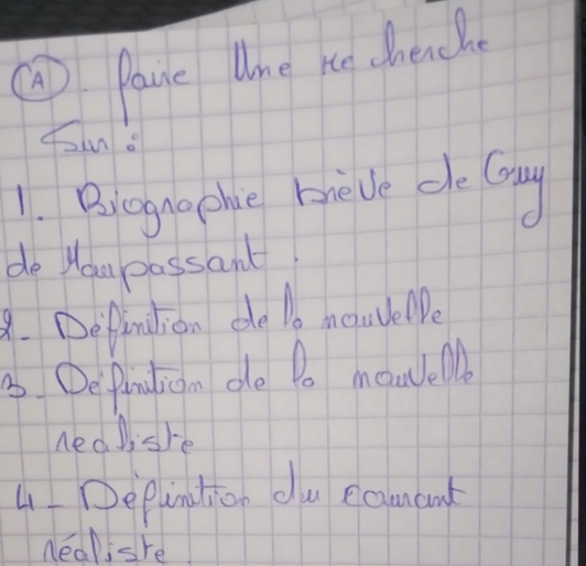 Paye Whe re dhench 
Sm 
1. Biggnaphe thieve de ong 
de you passant 
. Defindion de lo meaelle 
3. Defondion oe Po mowe 
neadisre 
4 Depundion ou ecmant 
nealishe