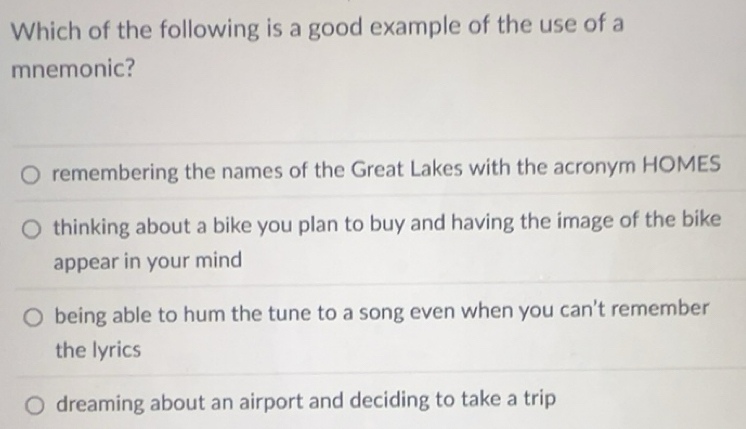 Solved: Which of the following is a good example of the use of a ...