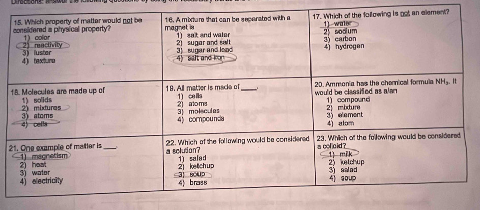 Directons, answer  t e   
2