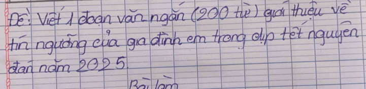 De Ve doan ván ngàn (200 the) guá tuǒu vè 
iin nguōng eia ga dinh en treng elp +et ngugén 
dan nam 209 5