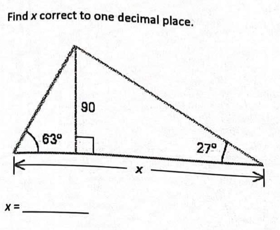 Find x correct to one decimal place.
x=
_