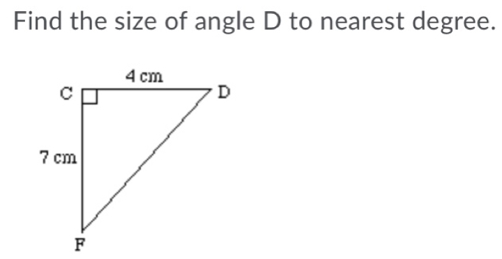 Find the size of angle D to nearest degree.