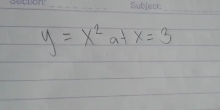 y=x^2 at x=3