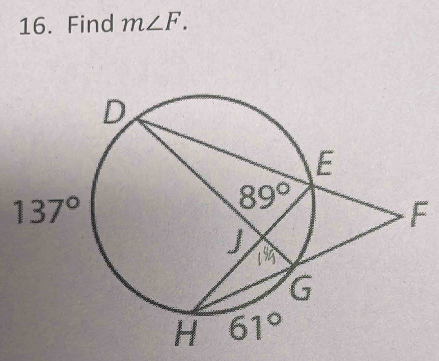 Find m∠ F.