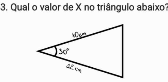 Qual o valor de X no triângulo abaixo?