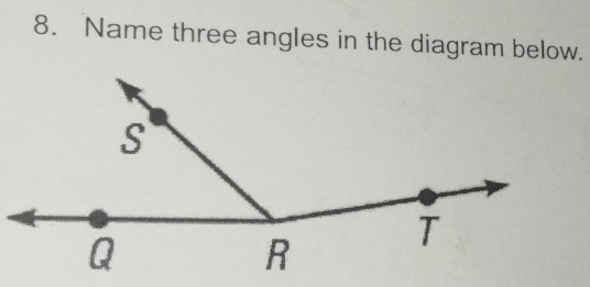 Name three angles in the diagram below.