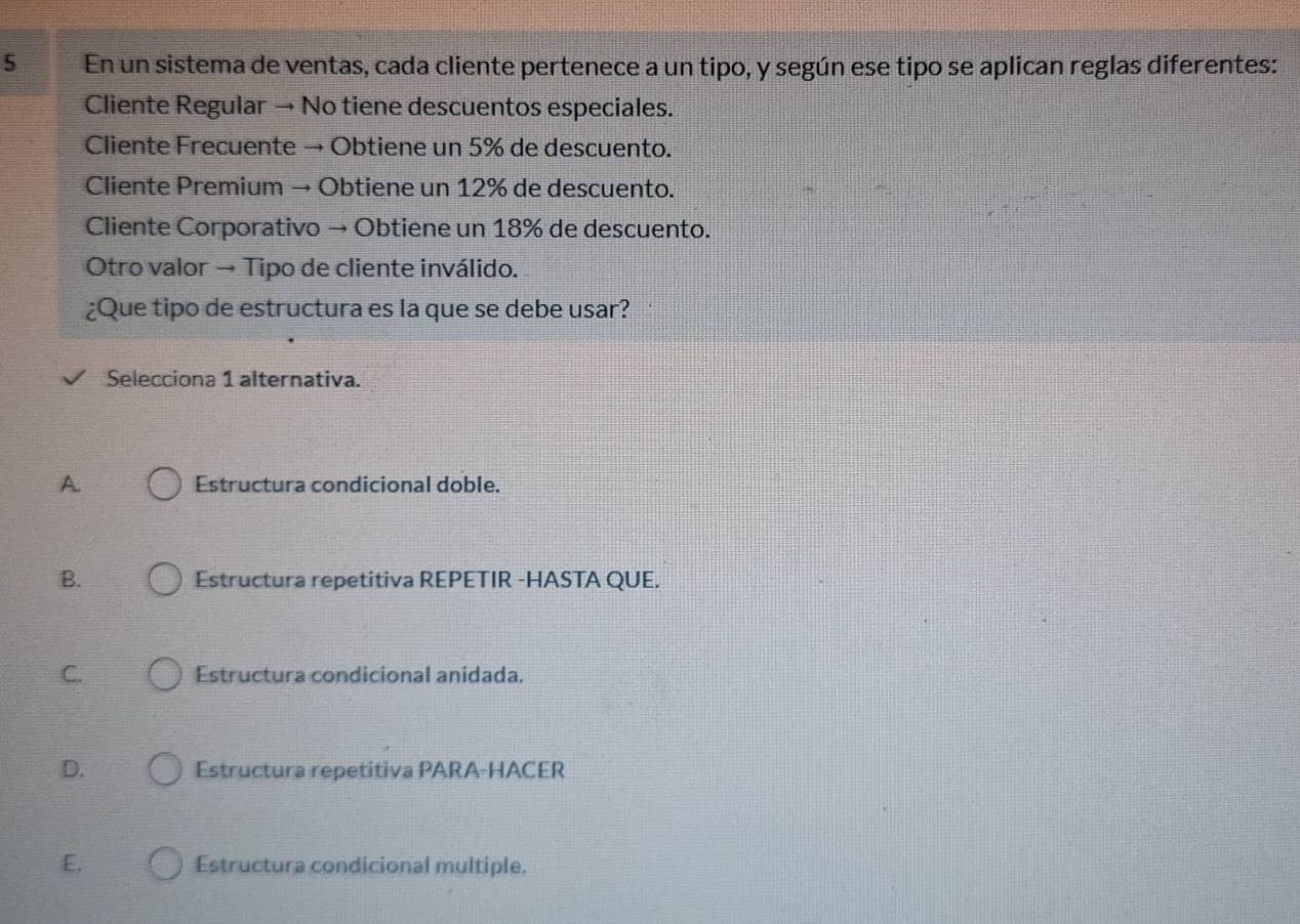 Resuelto:En un sistema de ventas, cada cliente pertenece a un tipo, y ...
