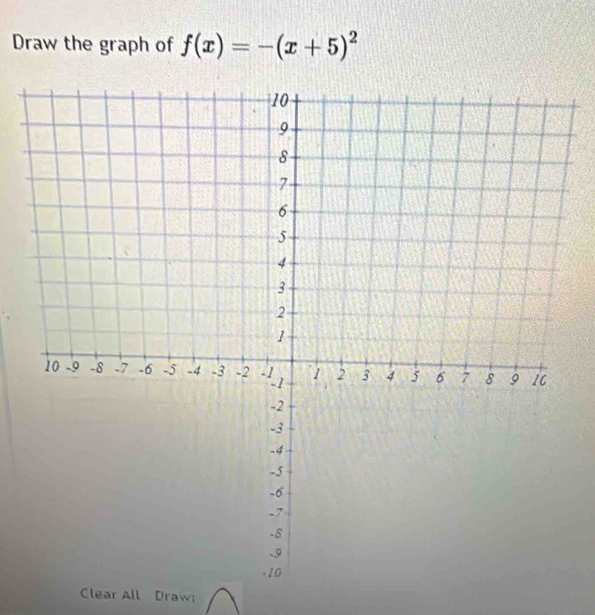 Draw the graph of f(x)=-(x+5)^2
Clear All Draw