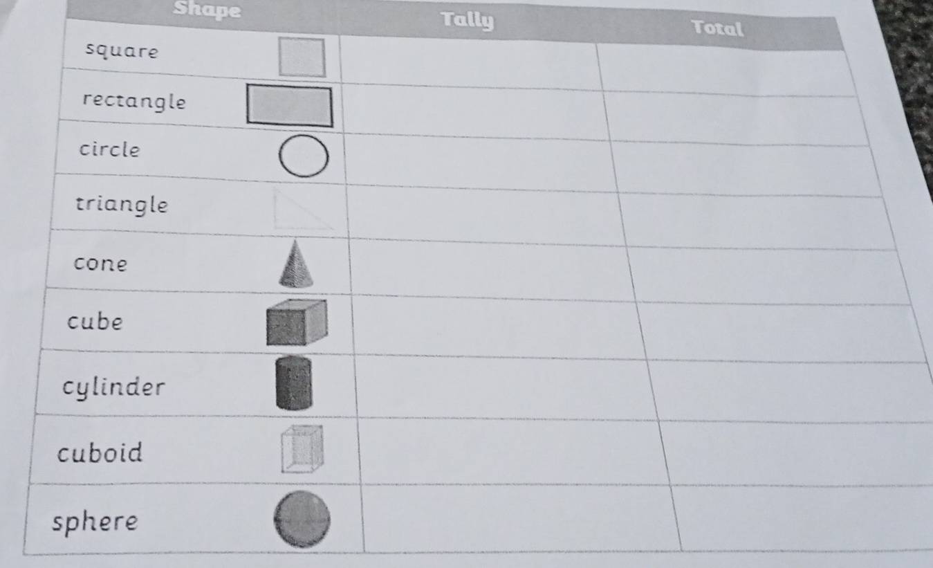 Shape Tally Total