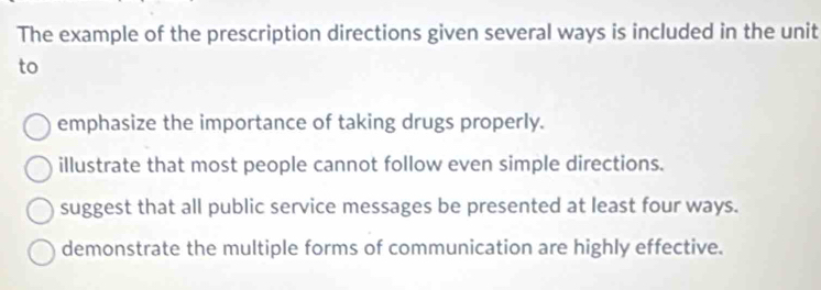 Solved: The example of the prescription directions given several ways ...