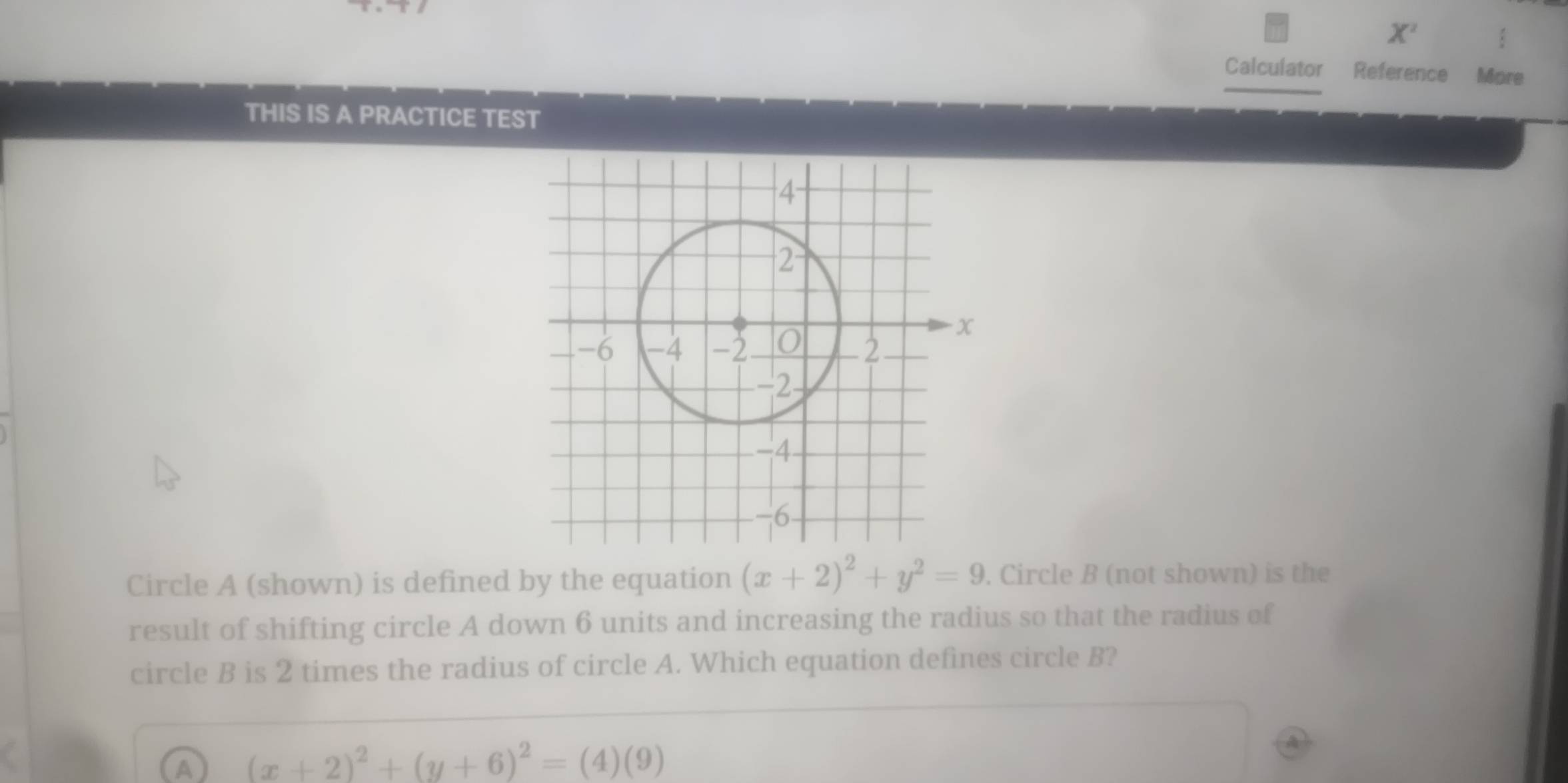 Solved: Calculator Reference More THIS IS A PRACTICE TEST Circle A ...