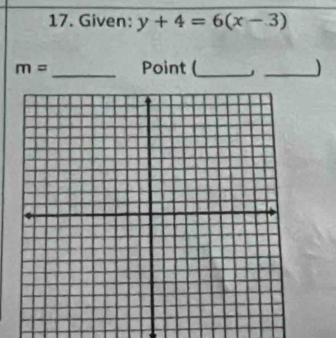 Given: y+4=6(x-3)
_
m=
_Point (_