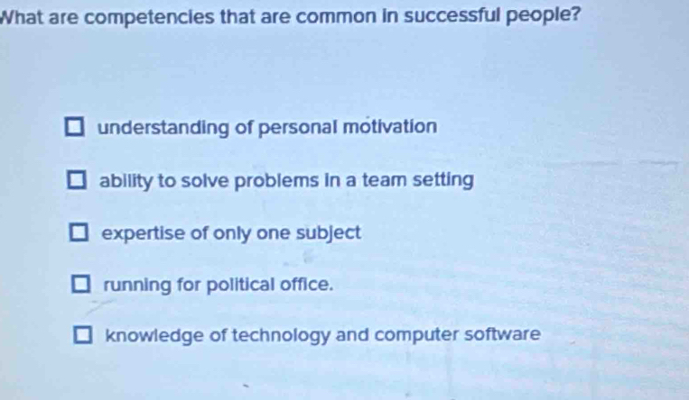 Solved: What are competencies that are common in successful people ...