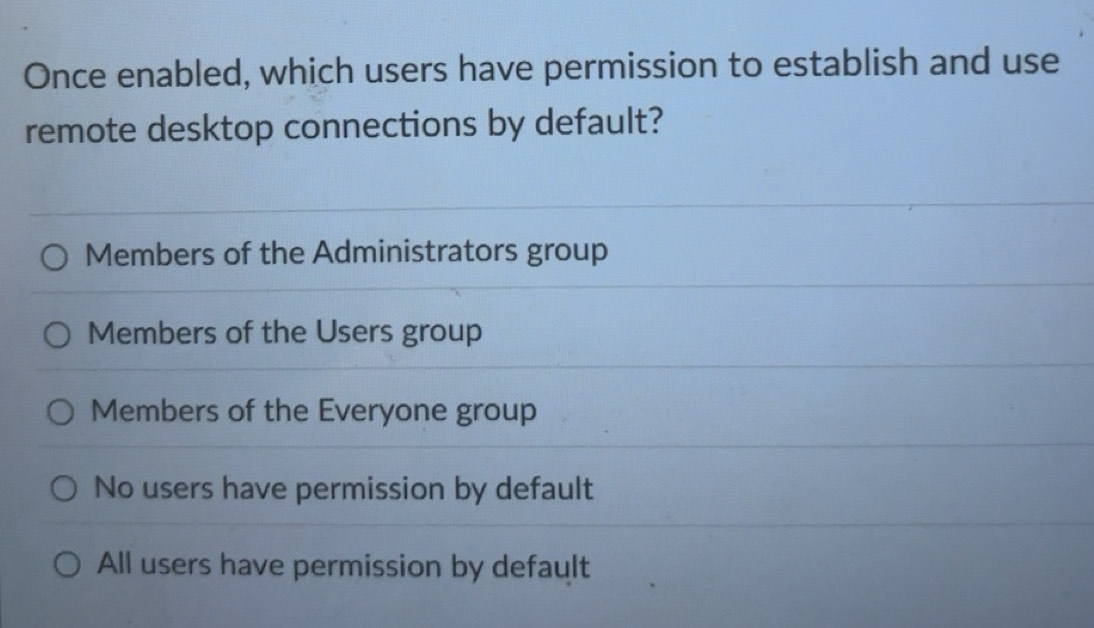 Solved: Once enabled, which users have permission to establish and use ...