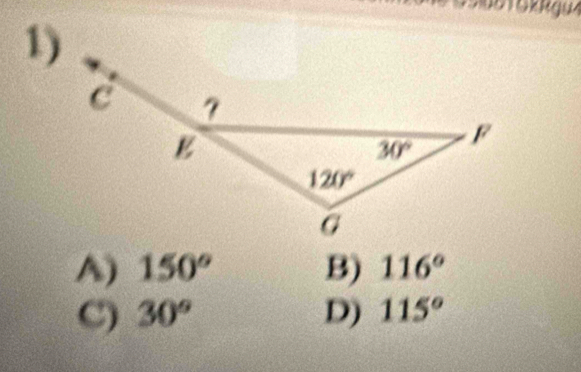 OX RgU
1)
A) 150° B) 116°
C) 30° D) 115°