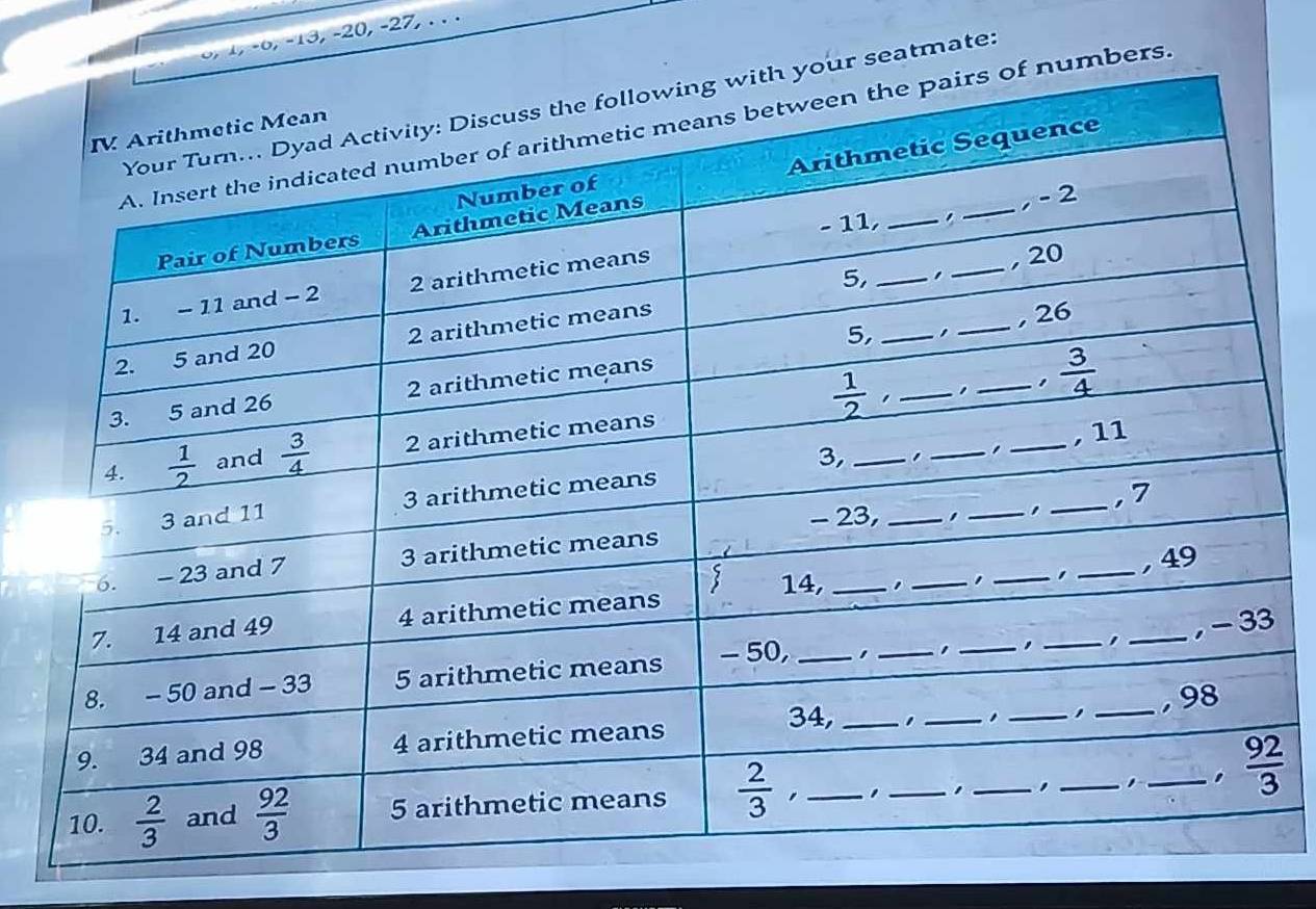 6, 1, -6, -13, -20, -27, . . .
seatmate:
bers.