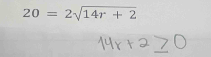 20=2sqrt(14r+2)