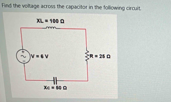 Find the voltage across the capacitor in the following circuit.