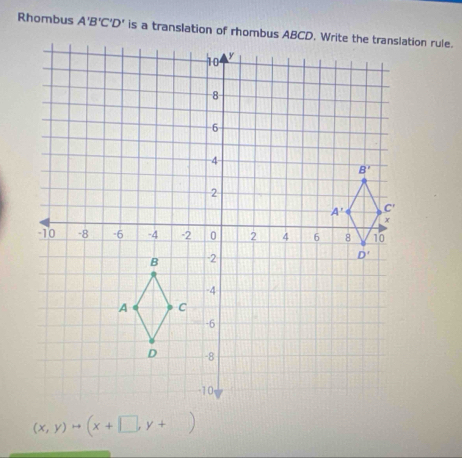 Rhombus A'B'C'D'
(x,y)to (x+□ ,y+□ )