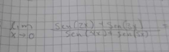 limlimits _xto 0 (sec (2x)+sec (3y))/sec (x)+sec (5x) =