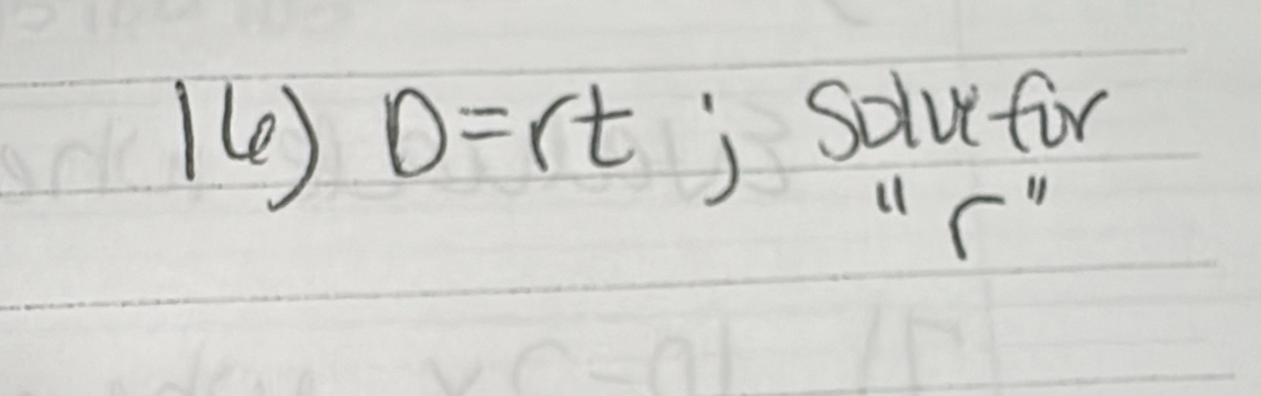 1(e) D=rt
Solve for 
" c "