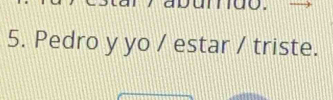 aburdo. 
5. Pedro y yo / estar / triste.