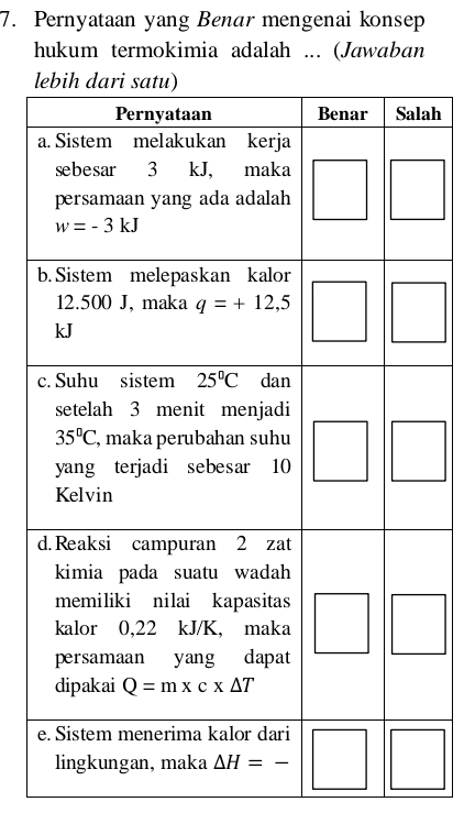 Pernyataan yang Benar mengenai konsep
hukum termokimia adalah ... (Jawaban
l
h