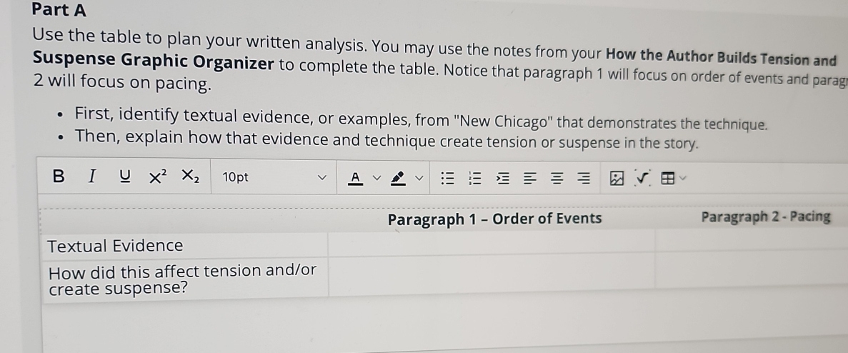 Solved: Use the table to plan your written analysis. You may use the ...