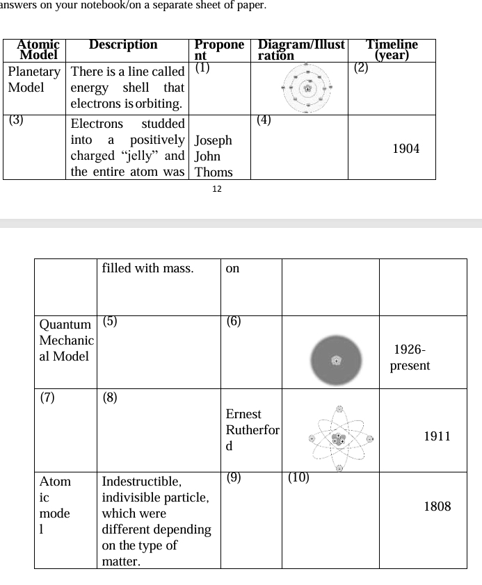 answers on your notebook/on a separate sheet of paper.