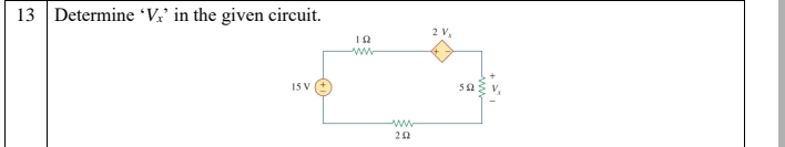 Determine V_x in the given circuit.