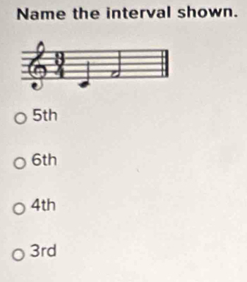 Name the interval shown.
5th
6th
4th
3rd